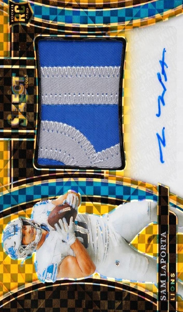 2023 Panini Prizm Football Gold Sam LaPorta #RPA-SL PSA 8.5