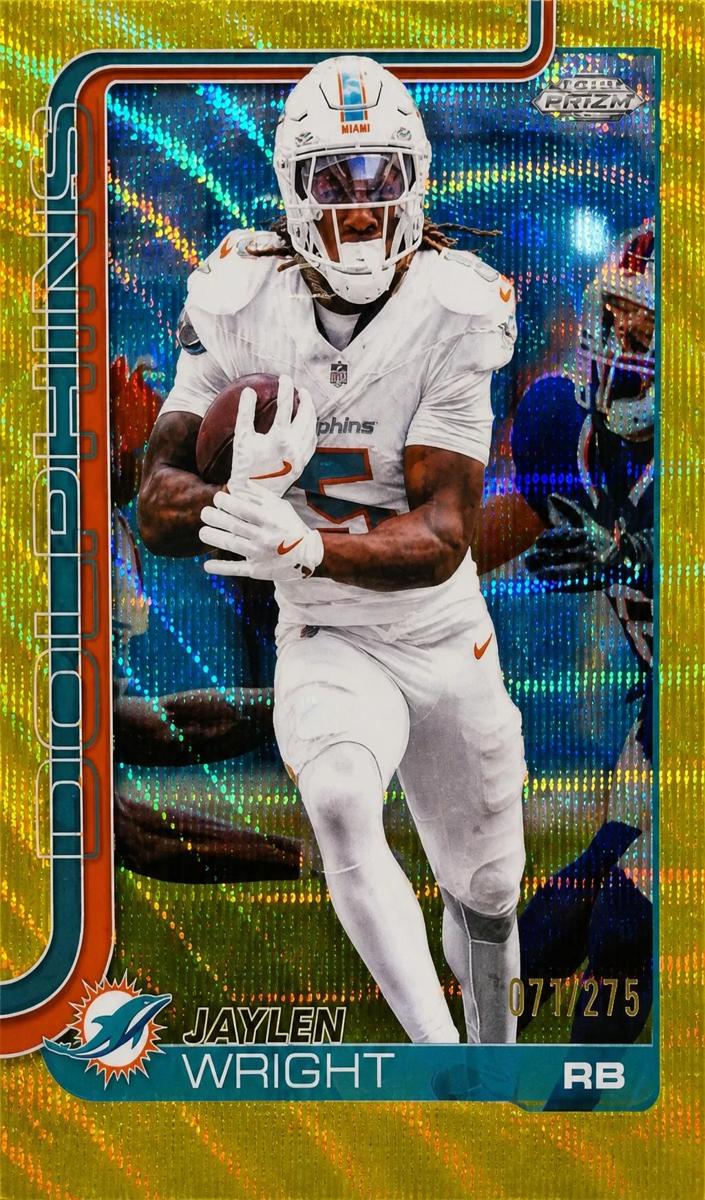 2025 Topps Chrome Football Yellow Wave Refractor Jaylen Wright #190