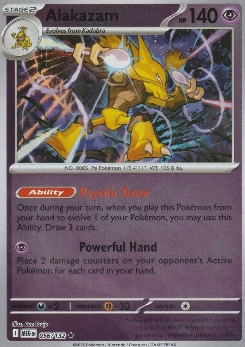 2025 Pokemon Mega Evolution Reverse Holo Alakazam #56