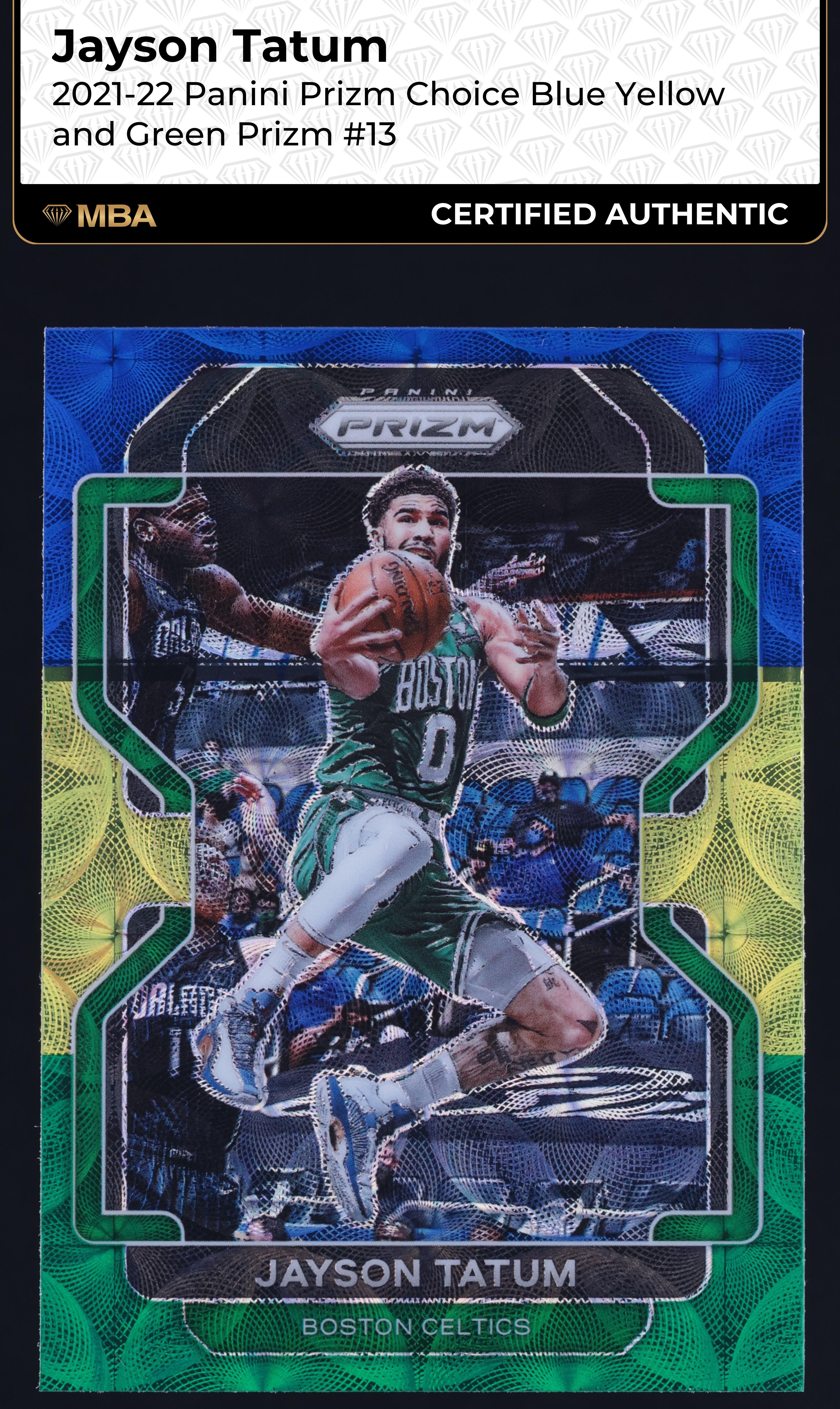 2021 Panini Prizm Basketball Choice Blue Yellow and Green Jayson Tatum #13 SGC 9