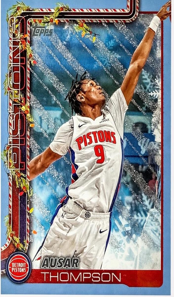 2025 Topps Holiday Basketball Blue Metallic Glitter Holiday Ausar Thompson #H36