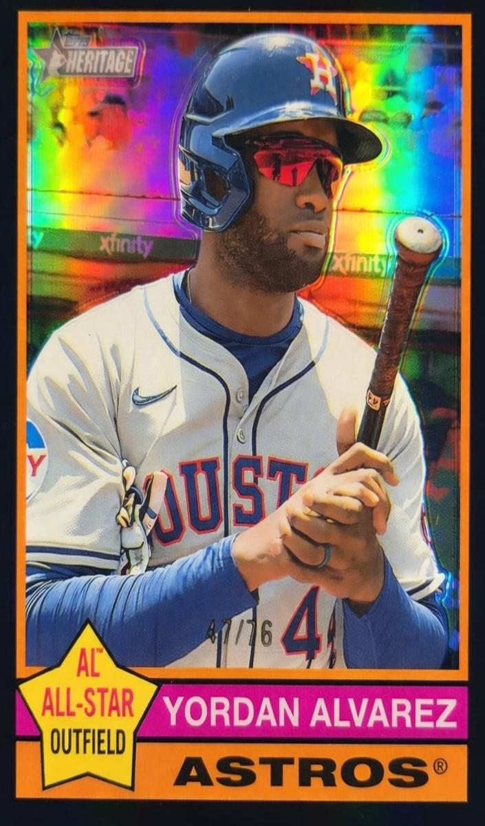 2025 Topps Heritage Baseball Black Bordered Refractor Yordan Alvarez #500