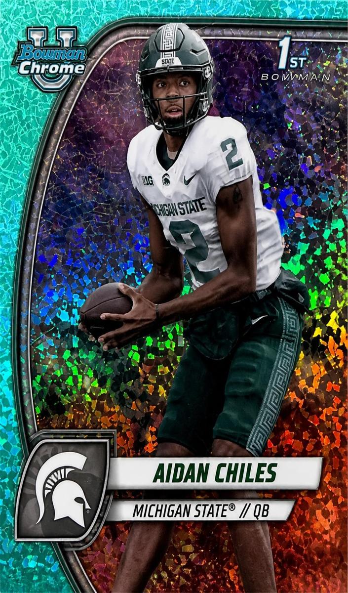 2024 Bowman Chrome University Football Aqua Mini Diamond Refractor Aidan Chiles #8 SGC 9.5