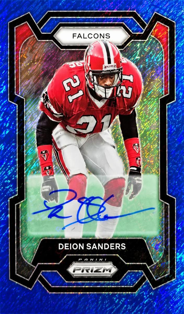 2023 Panini Prizm Football Blue Shimmer Deion Sanders #15
