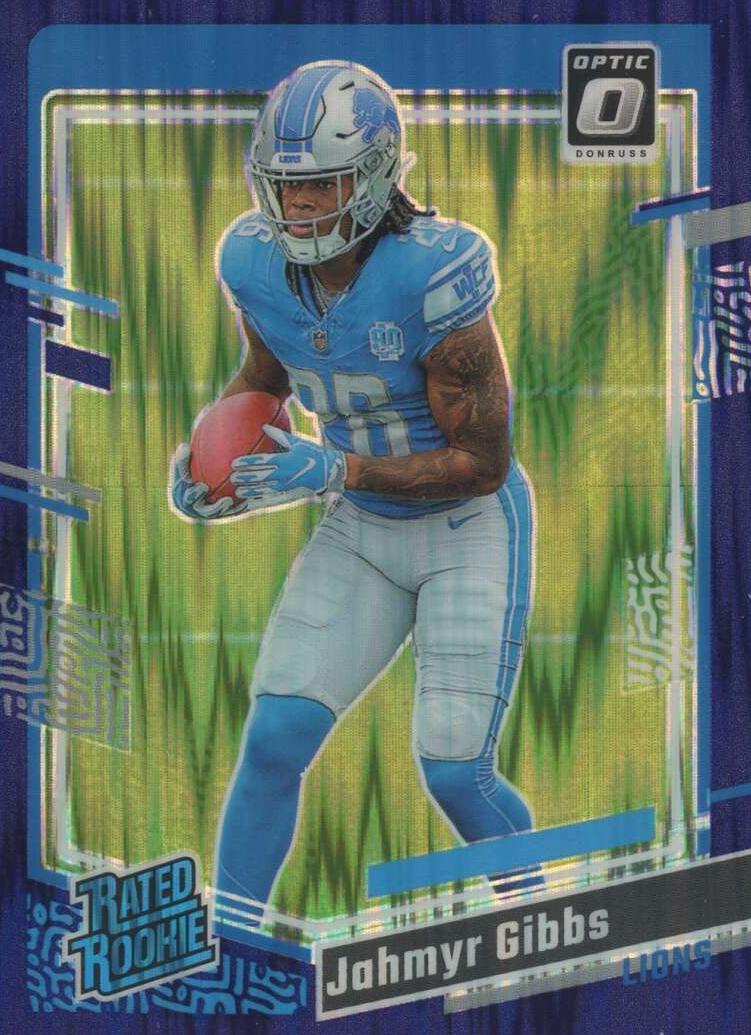 2023 Donruss Optic Football Purple Shock Jahmyr Gibbs #236 PSA 9