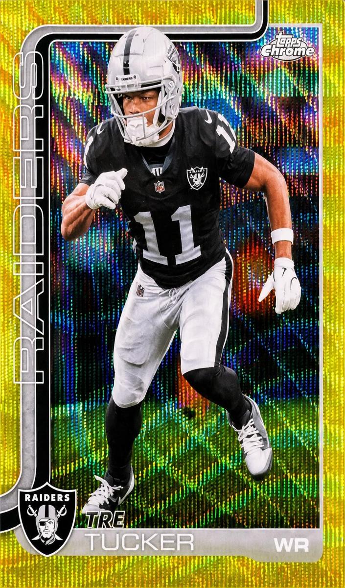 2025 Topps Chrome Football Yellow Wave Refractor Tre Tucker #175