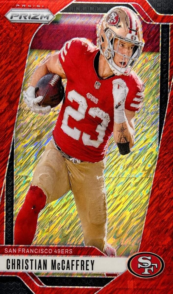 2024 Panini Prizm Football Red Shimmer Christian McCaffrey #250 PSA 8.5