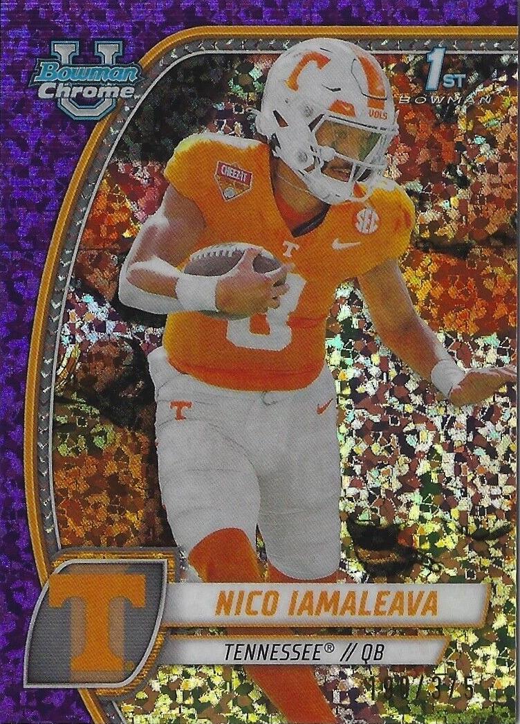 2024 Bowman Chrome University Football Purple Mini Diamond Refractor Nico Iamaleava #139 PSA 10