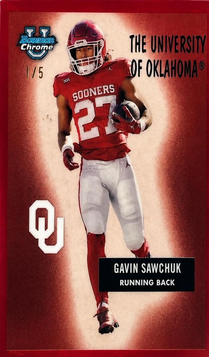 2024 Bowman Chrome University Football Red Refractor Gavin Sawchuk #55B-18