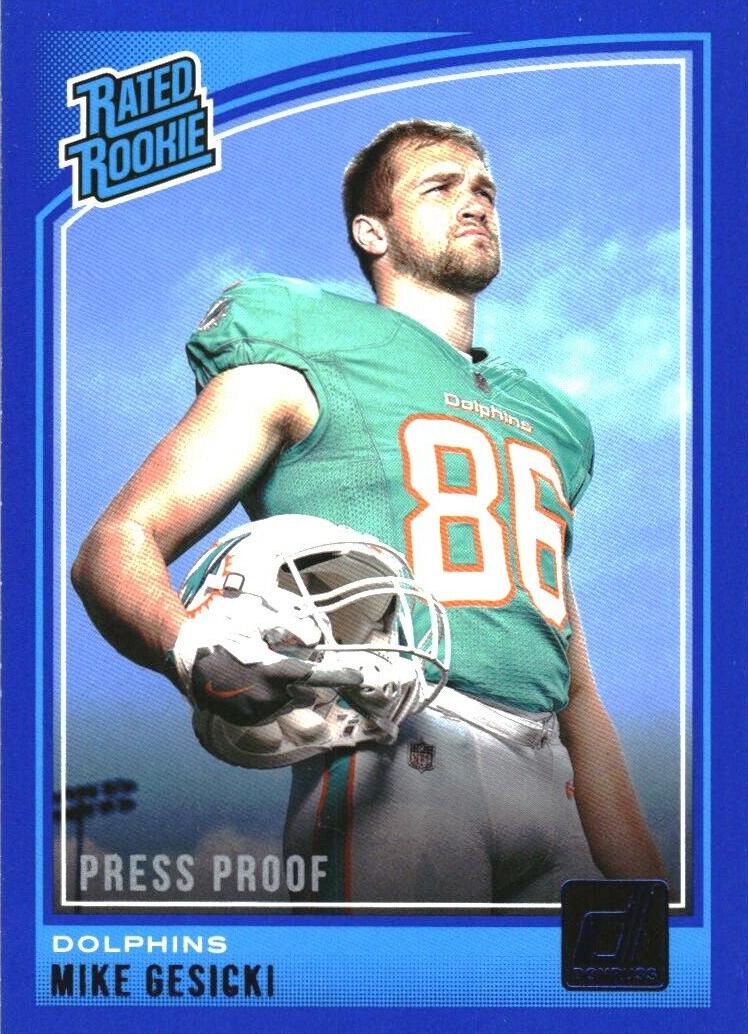 2018 Panini Donruss Football Press Proof Blue Mike Gesicki #337 PSA 7.5