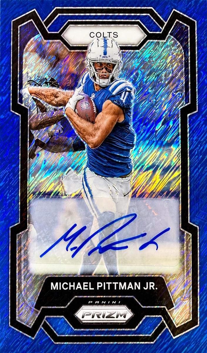 2023 Panini Prizm Football Blue Shimmer Michael Pittman Jr. #129 PSA 9