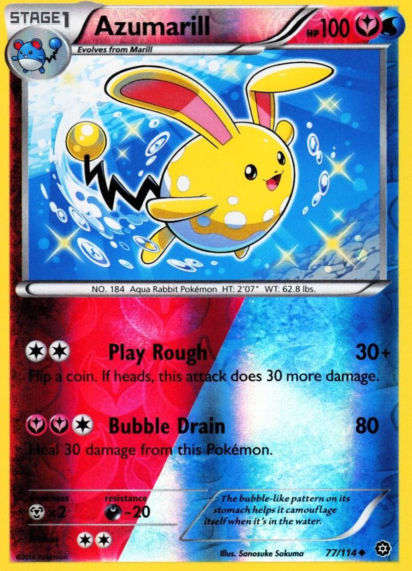 2016 Pokemon XY Steam Siege Reverse Holo Azumarill #77