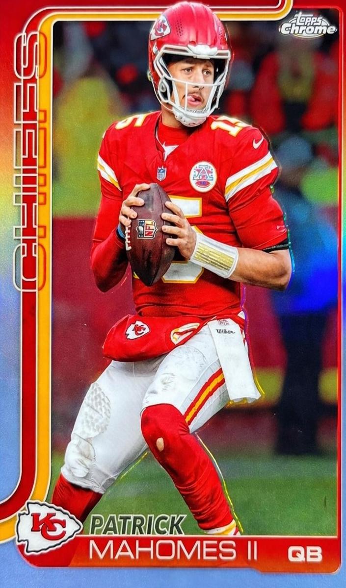 2025 Topps Chrome Football Red White and Blue Refractor Patrick Mahomes II #148 RAW Ungraded
