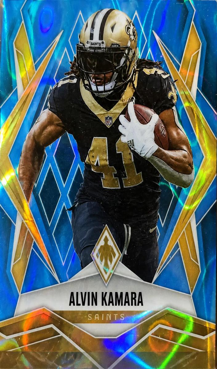 2025 Panini Phoenix Football Light Blue Lava Alvin Kamara #22