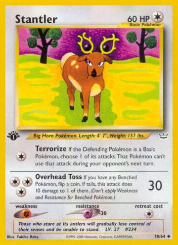 2001 Pokemon Neo Revelation 1st Edition Stantler #38 PSA 10