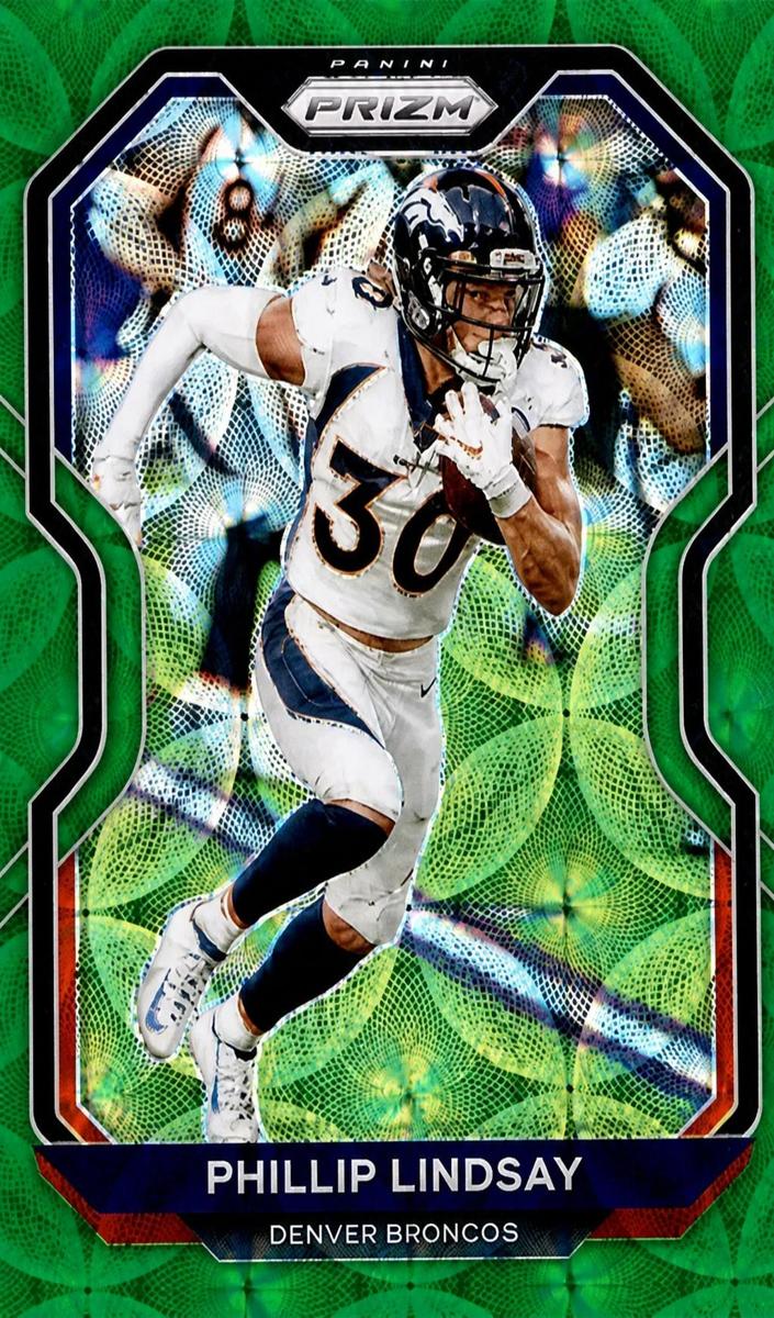 2020 Panini Prizm Football Green Scope Prizm Phillip Lindsay #114
