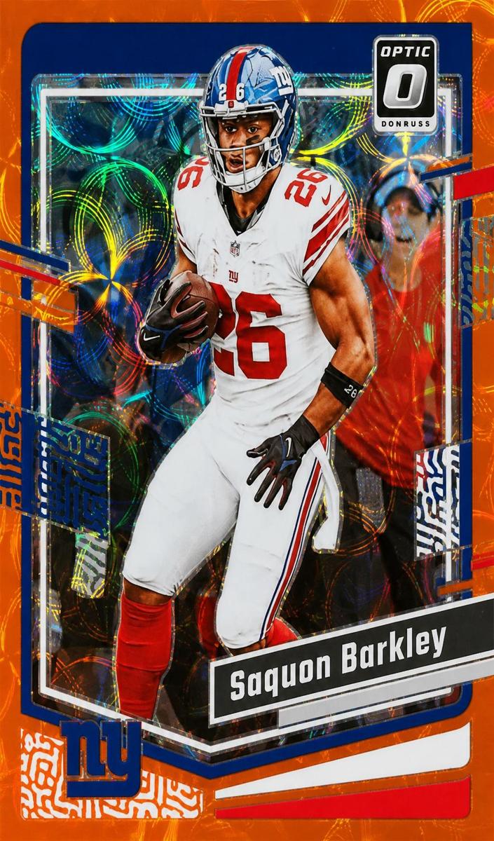 2023 Donruss Optic Football Orange Scope Saquon Barkley #147 PSA 7
