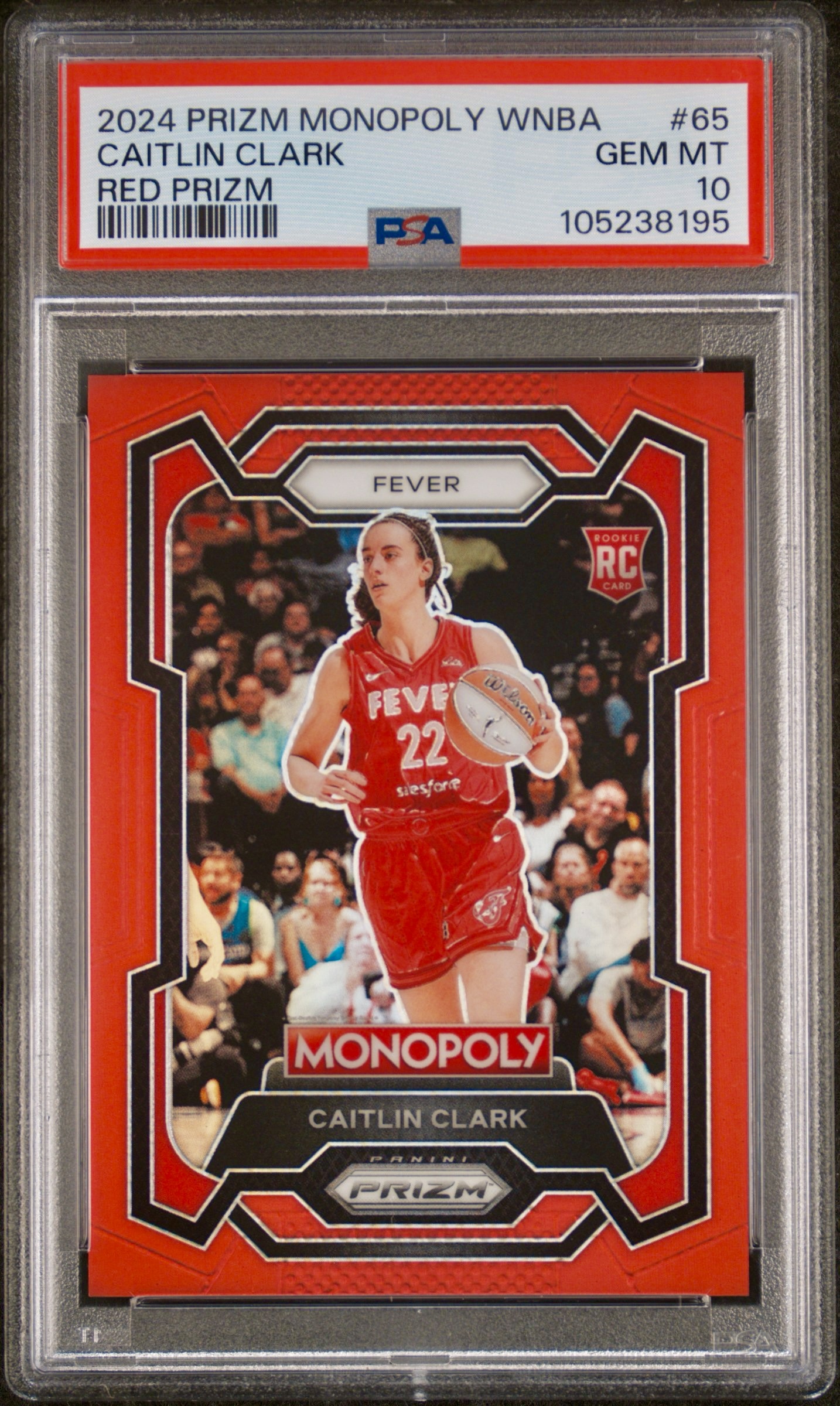 2024 Panini Prizm Monopoly WNBA Basketball Red Caitlin Clark #65 PSA 10