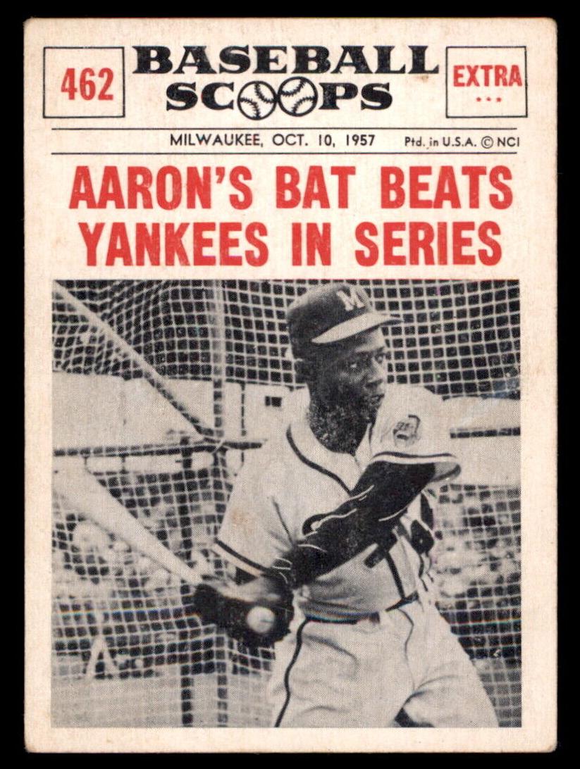 1961 NU-Card Scoops Baseball Hank Aaron #462