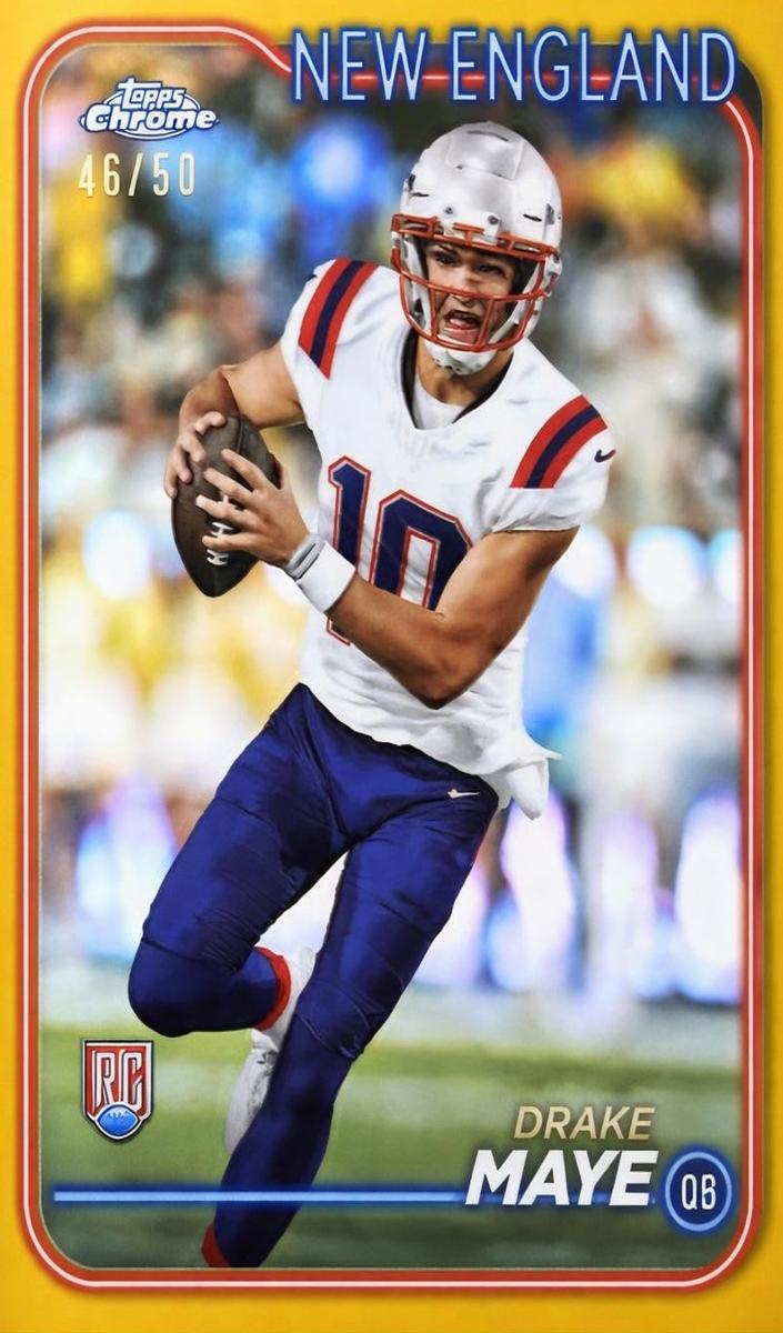 2024 Topps Chrome Football Gold Refractor Drake Maye #203 PSA 10