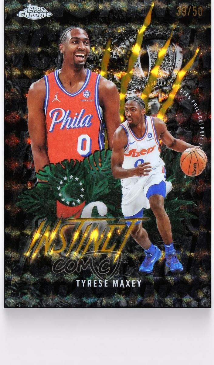 2025 Topps Chrome Basketball Geometric Gold Refractor Tyrese Maxey #INS-6