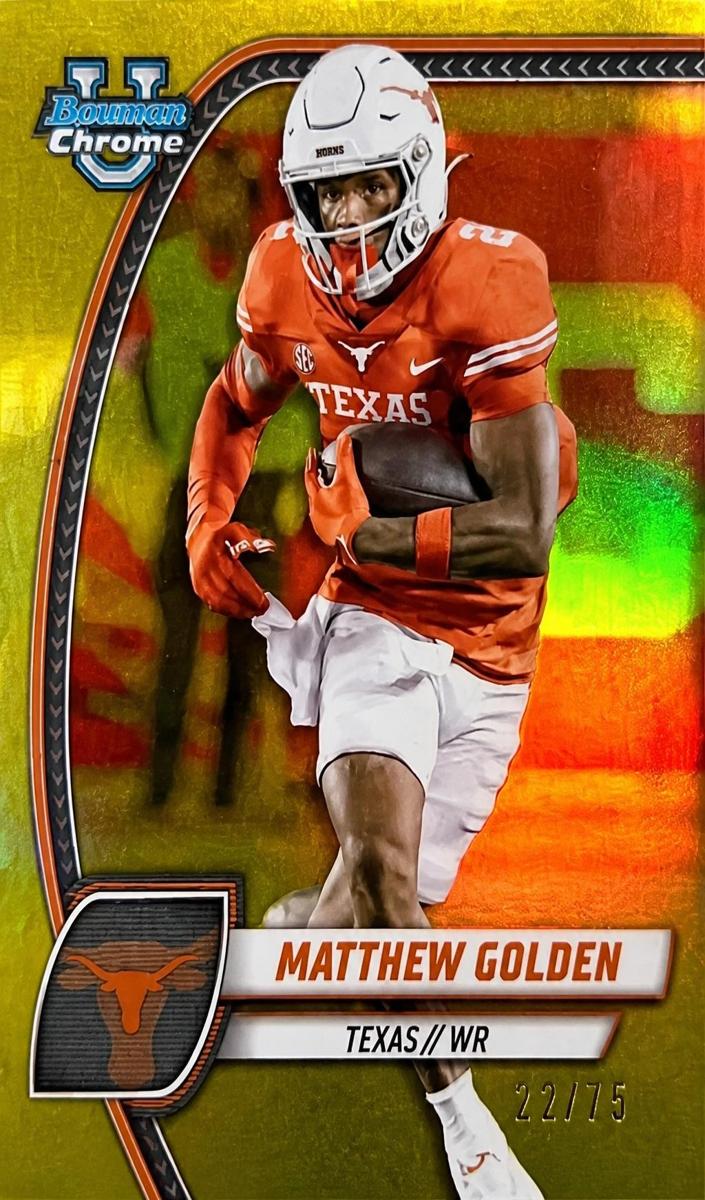 2024 Bowman Chrome University Football Yellow Refractor Matthew Golden #129