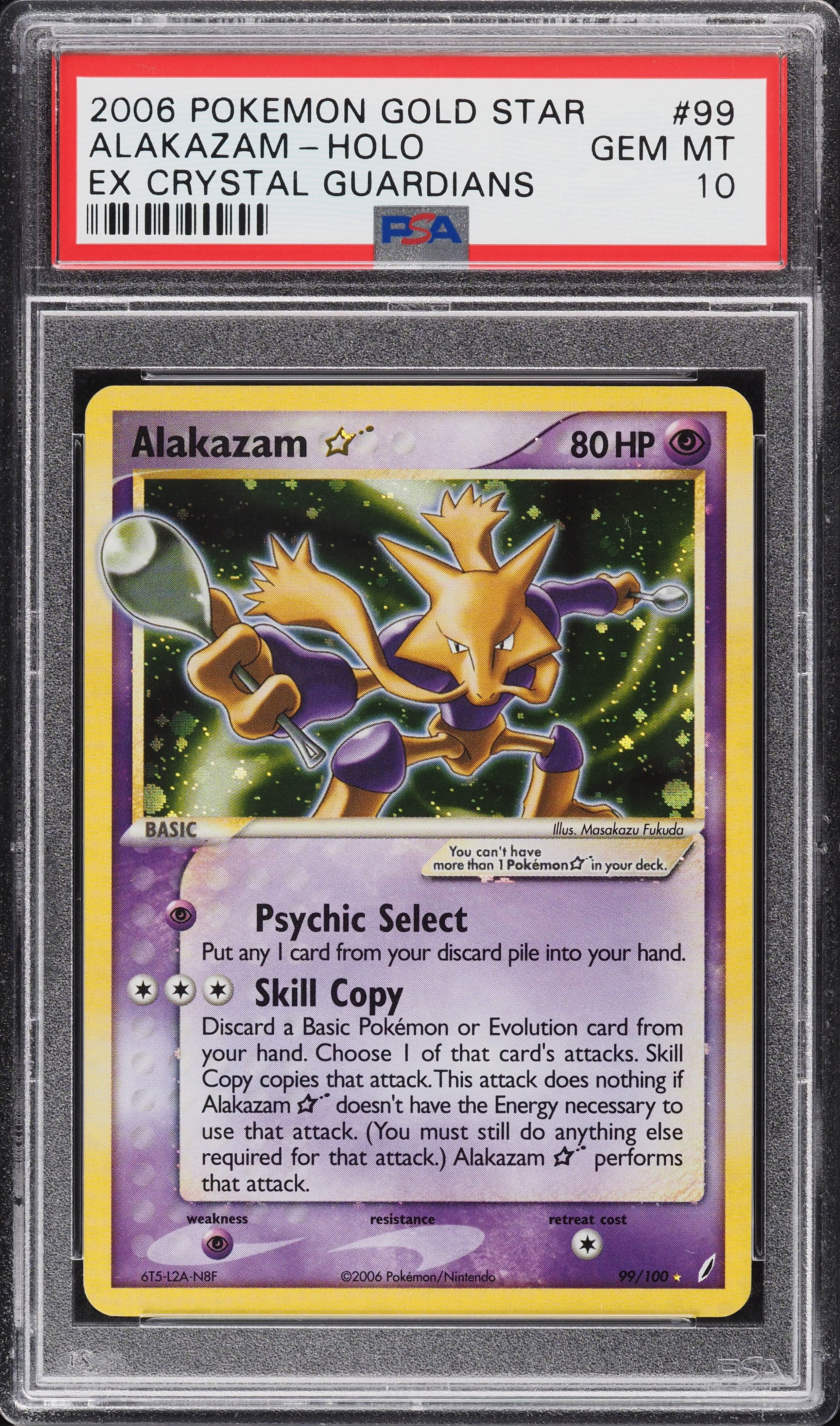 2006 Pokemon EX Crystal Guardians Gold Star Alakazam #99