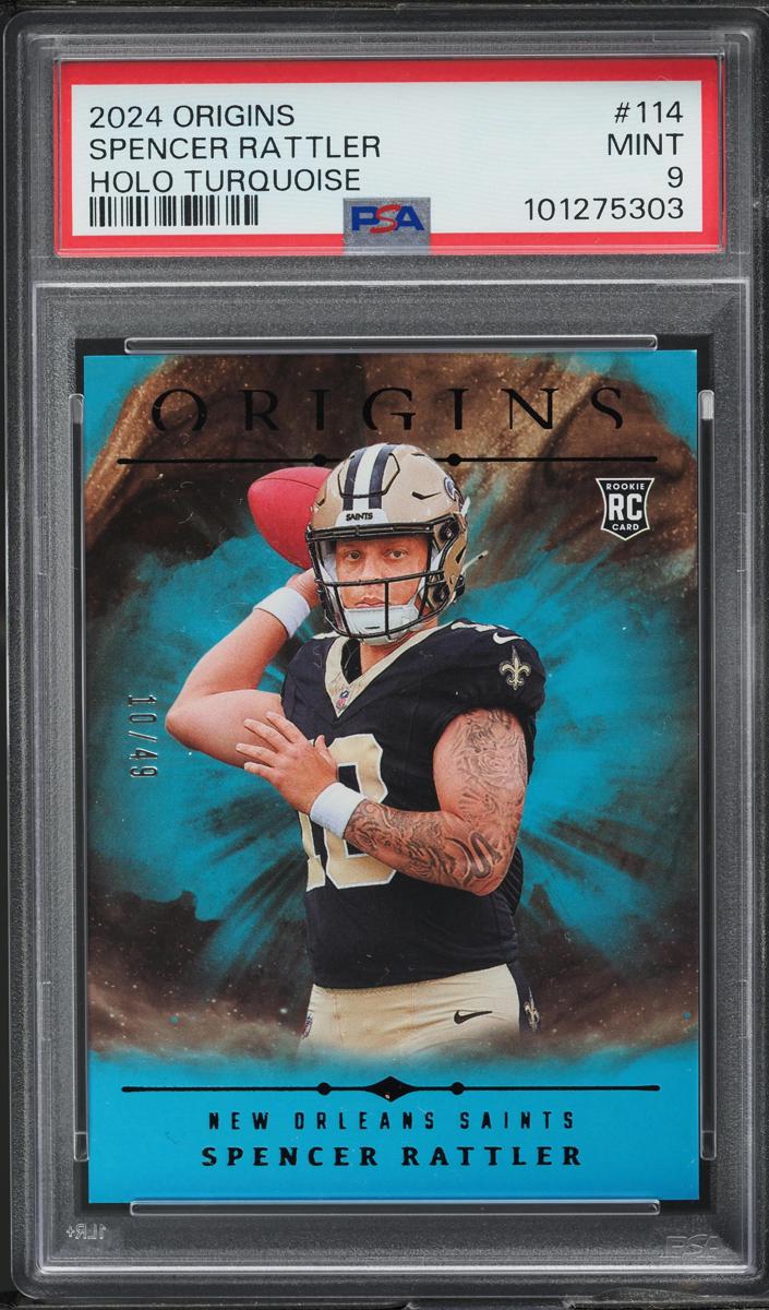 2024 Panini Origins Football Holo Turquoise Spencer Rattler #114 PSA 8.5