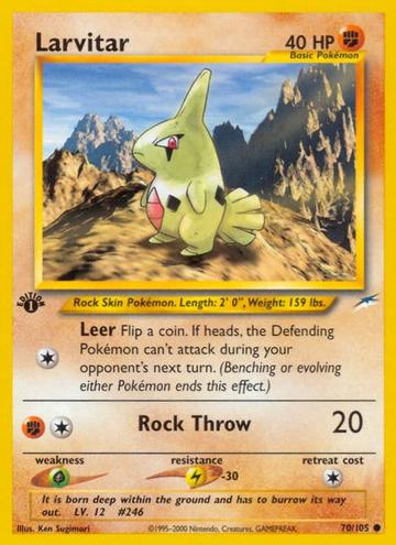 2002 Pokemon Neo Destiny 1st Edition Larvitar #70