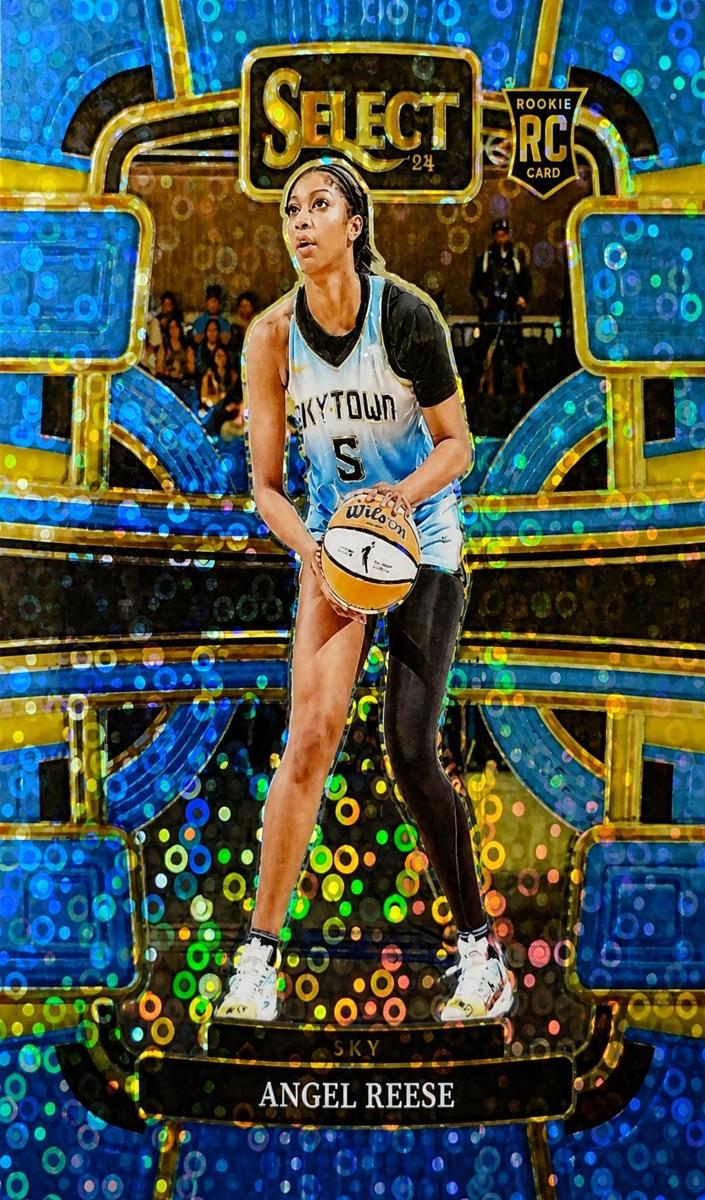 2024 Panini Select WNBA Basketball Light Blue Disco Angel Reese #5 CGC 10