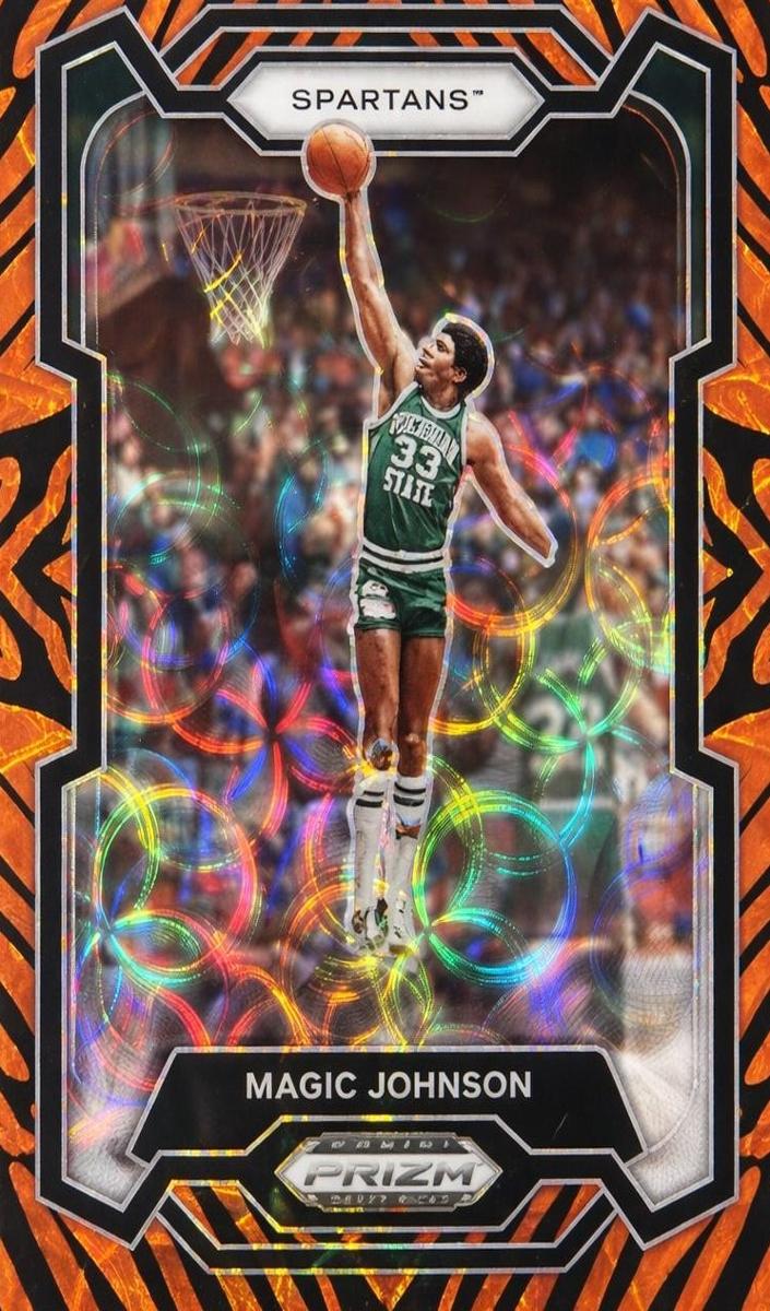 2024 Panini Prizm Draft Picks Basketball Tiger Stripe Magic Johnson #23 PSA 9