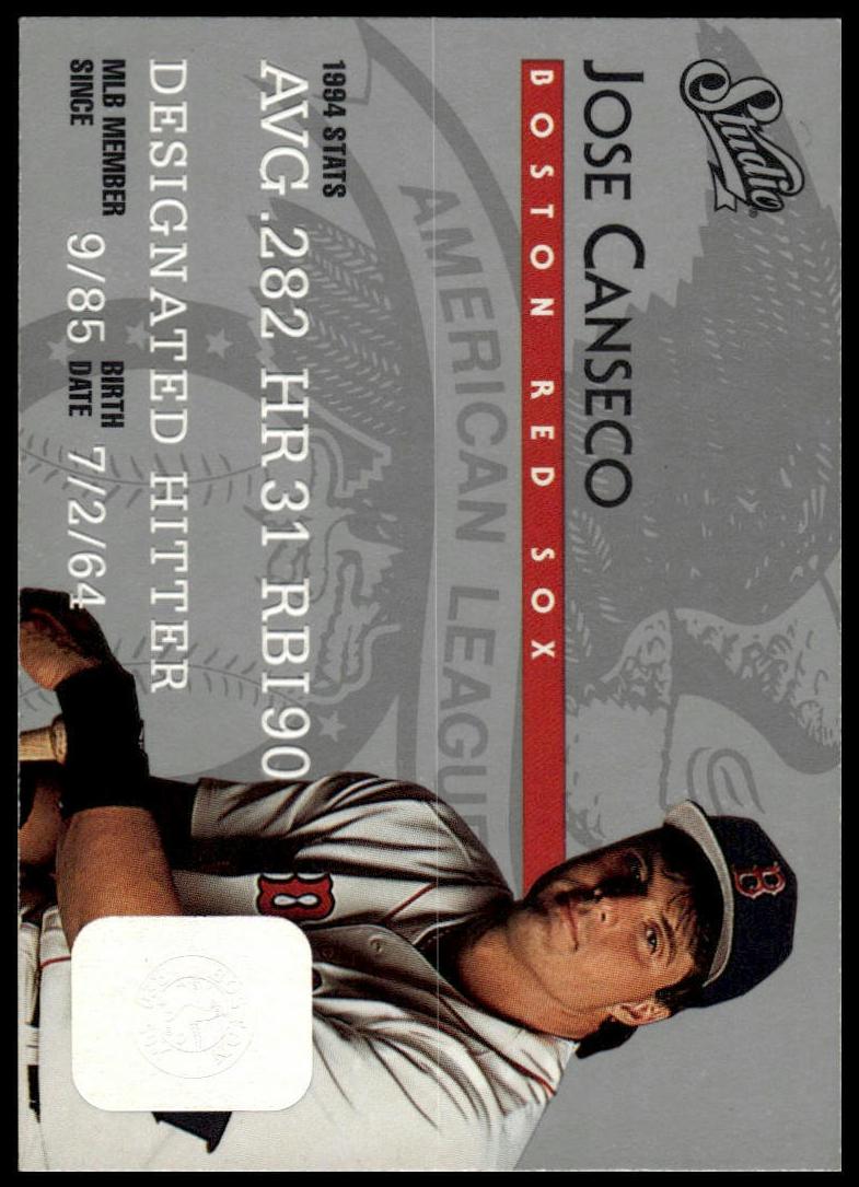 1995 Studio Baseball Jose Canseco #9 PSA 10