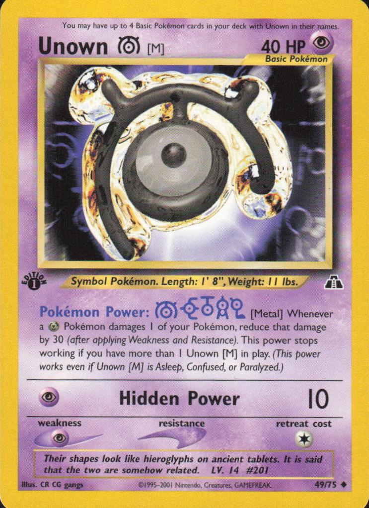 2001 Pokemon Neo Discovery 1st Edition Unown M #49 PSA 9