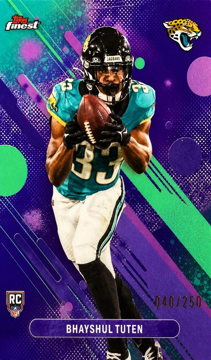 2025 Topps Finest Football Purple Refractor Bhayshul Tuten #17