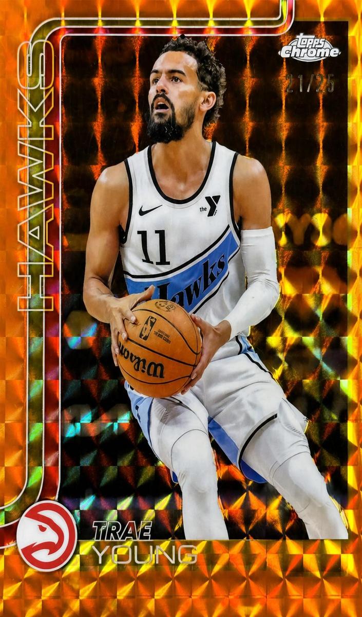 2025 Topps Chrome Basketball Geometric Orange Refractor Trae Young #5 PSA 9
