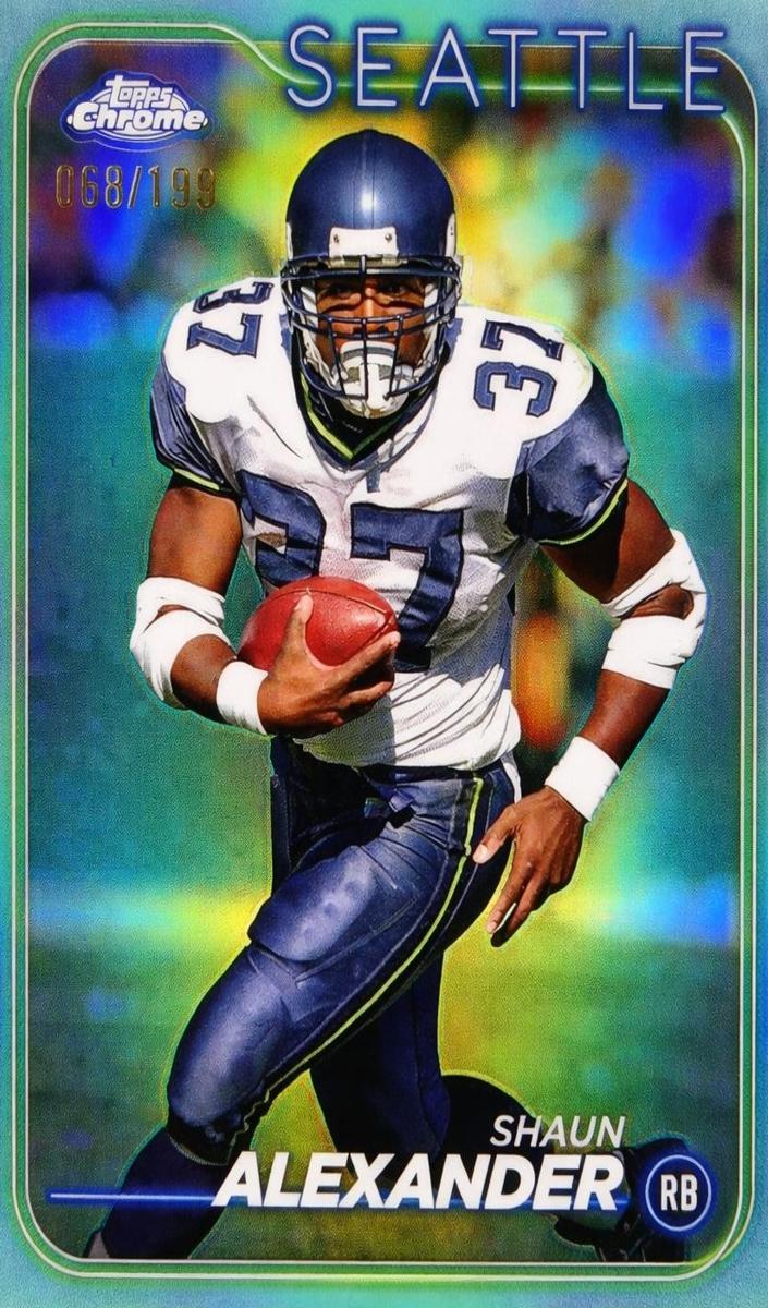 2024 Topps Chrome Football Aqua Refractor Shaun Alexander #183