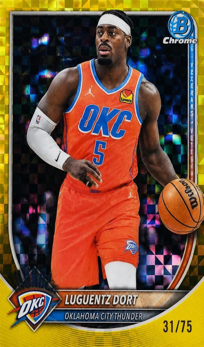 2025 Bowman Basketball Yellow X-Fractor Luguentz Dort #BCV-184