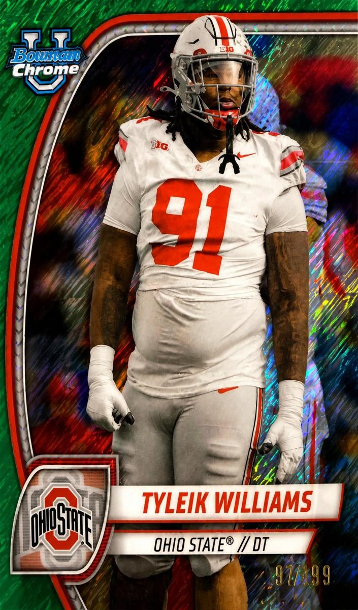2024 Bowman Chrome University Football Green Refractor Tyleik Williams #149