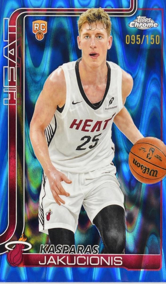 2025 Topps Chrome Basketball RayWave Blue Refractor Kasparas Jakucionis #270