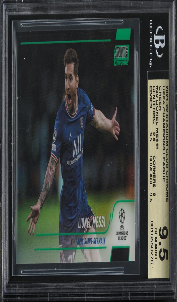 2021 Topps Stadium Club Chrome UEFA Champions League Soccer Green Lionel Messi #30