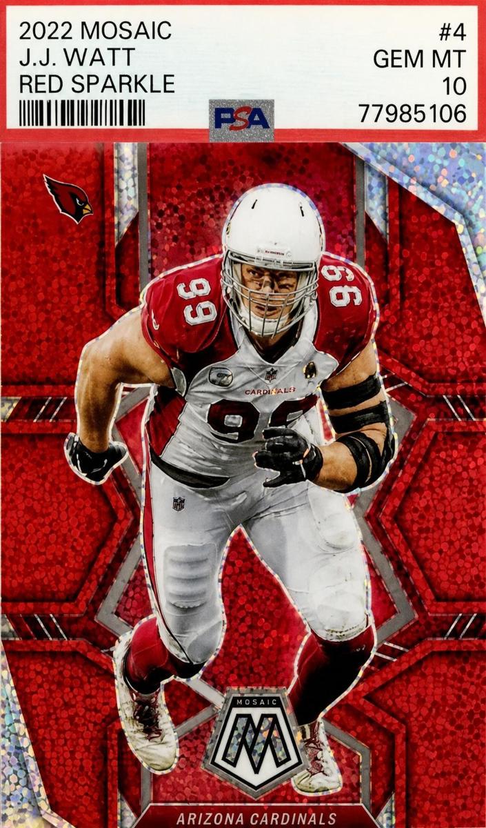 2022 Panini Mosaic Football Red Sparkle J.J. Watt #4 PSA 10