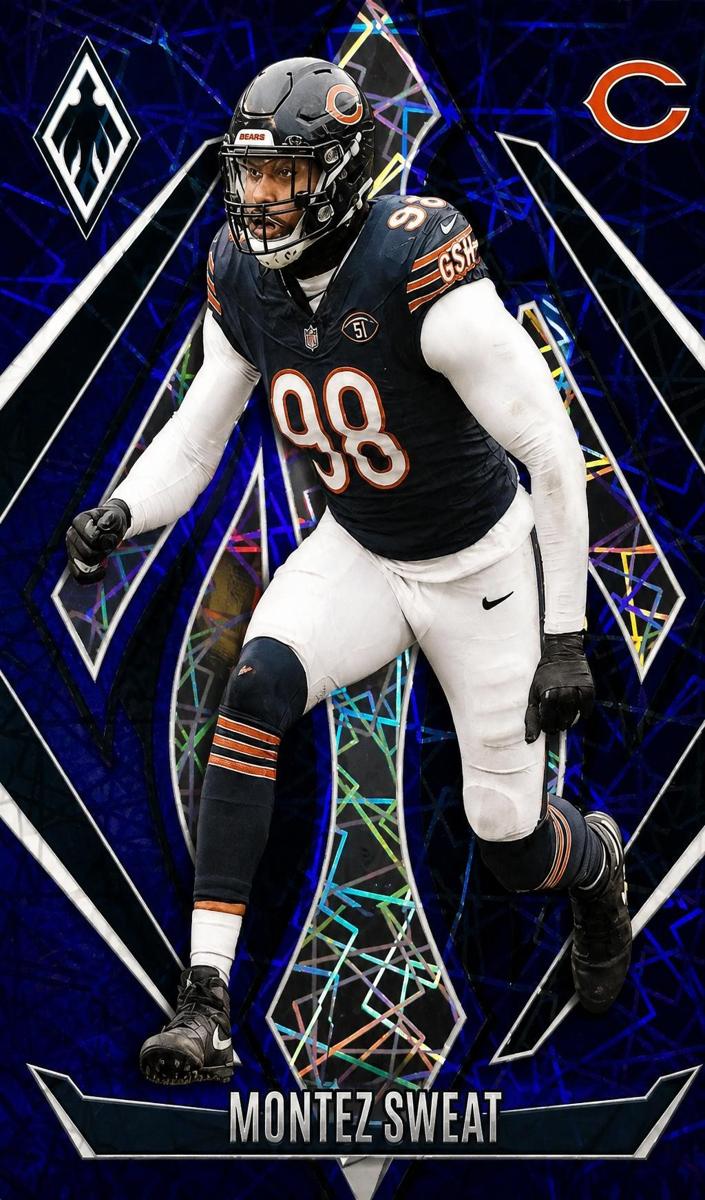 2024 Panini Phoenix Football Blue Lazer Montez Sweat #111