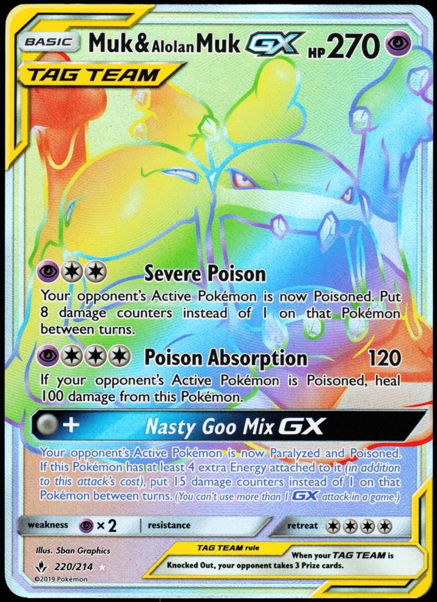 2019 Pokemon Sun & Moon Unbroken Bonds Muk & Alolan Muk #220 PSA 9