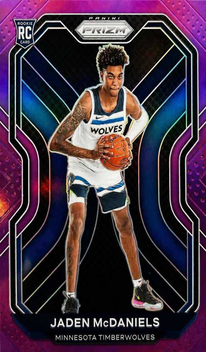 2020 Panini Prizm Basketball Fastbreak Purple Prizm Jaden McDaniels #277 PSA 8.5