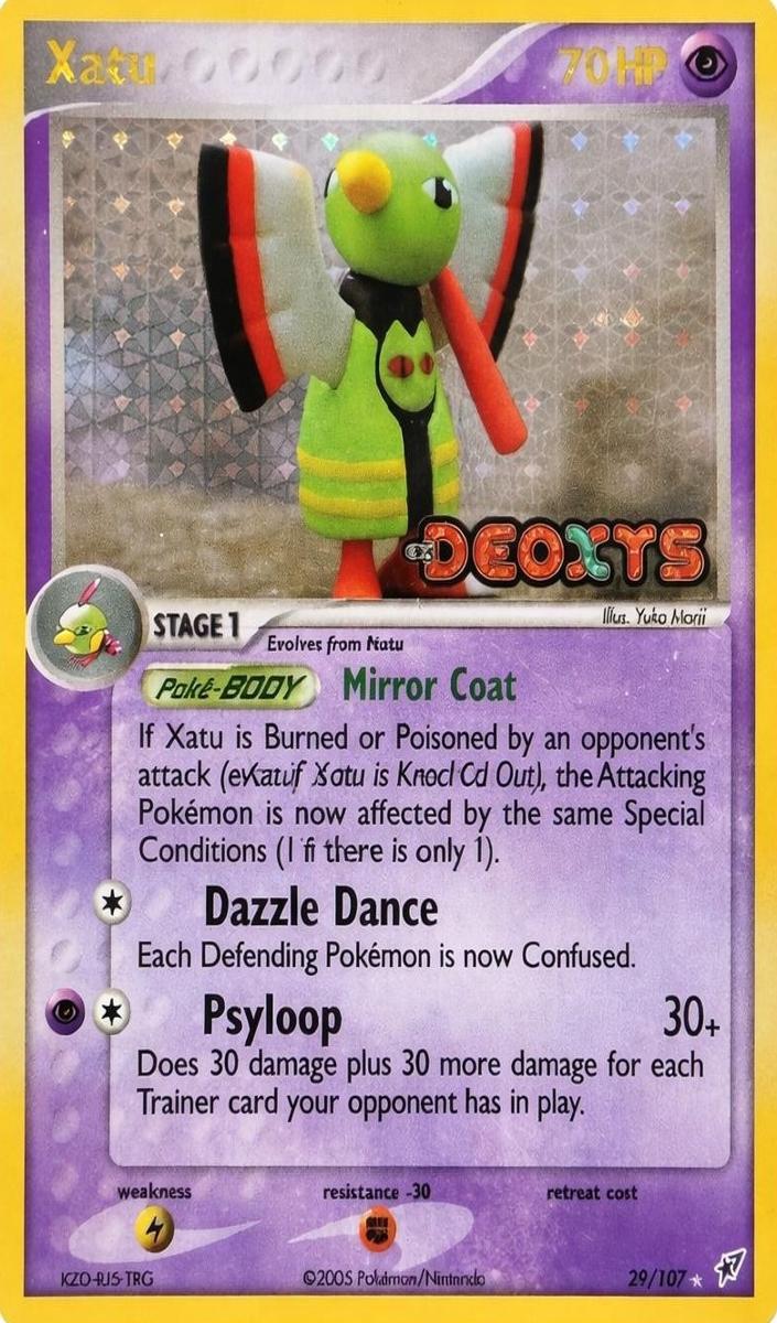 2005 Pokemon EX Deoxys Reverse Holo Xatu #29 PSA 8