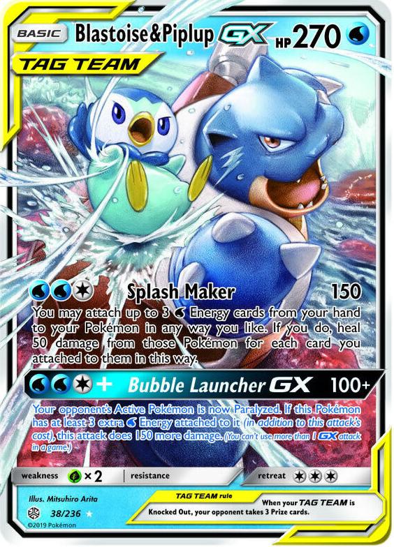 2019 Pokemon Sun & Moon Cosmic Eclipse Blastoise & Piplup #38 PSA 10
