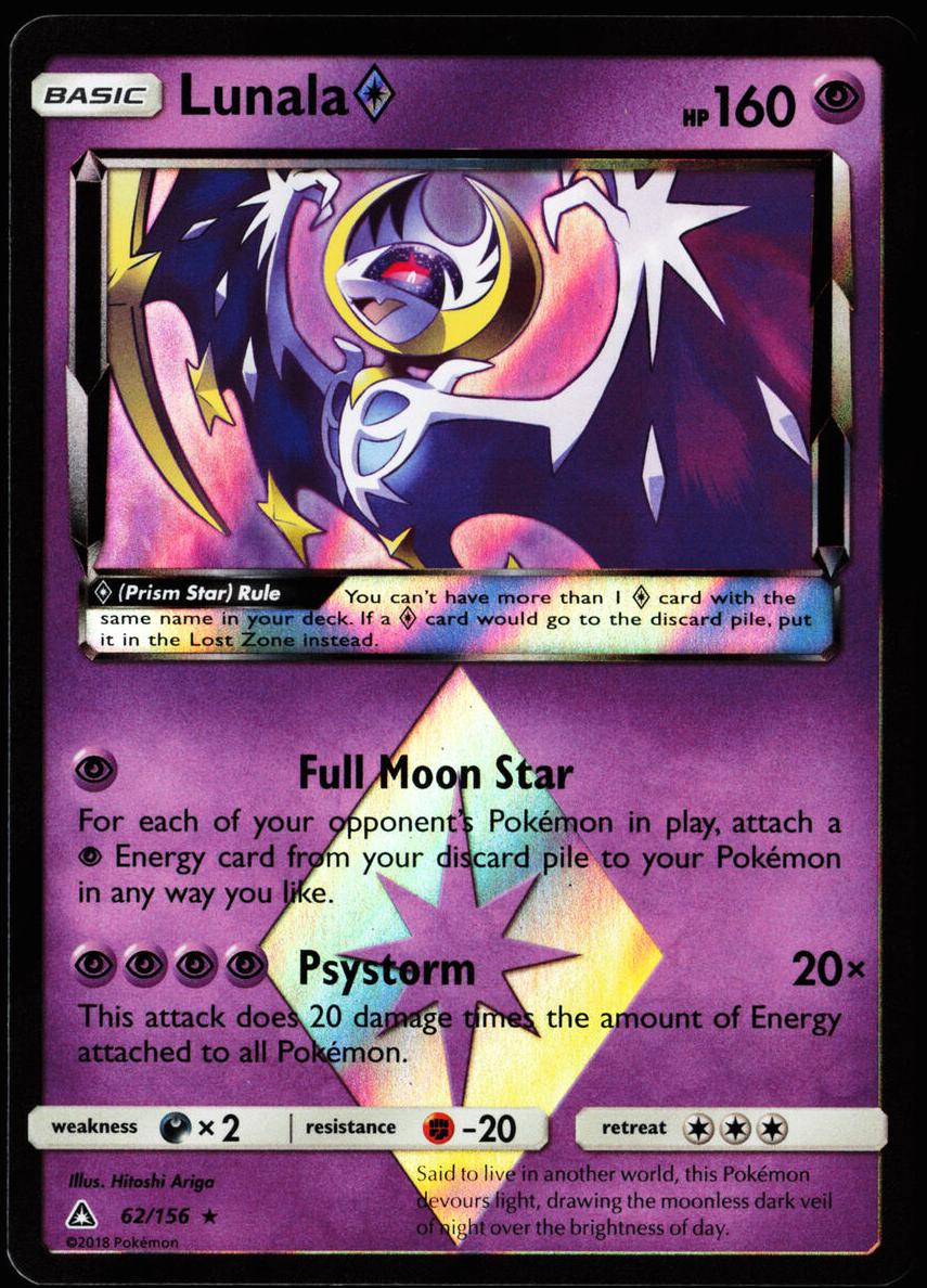 2018 Pokemon Sun & Moon Ultra Prism Lunala Prism Star #62 PSA 10