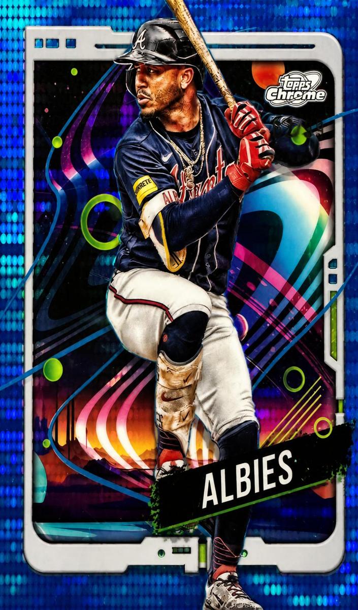 2024 Topps Cosmic Chrome Baseball Blue Moon Refractor Ozzie Albies #166 PSA 10