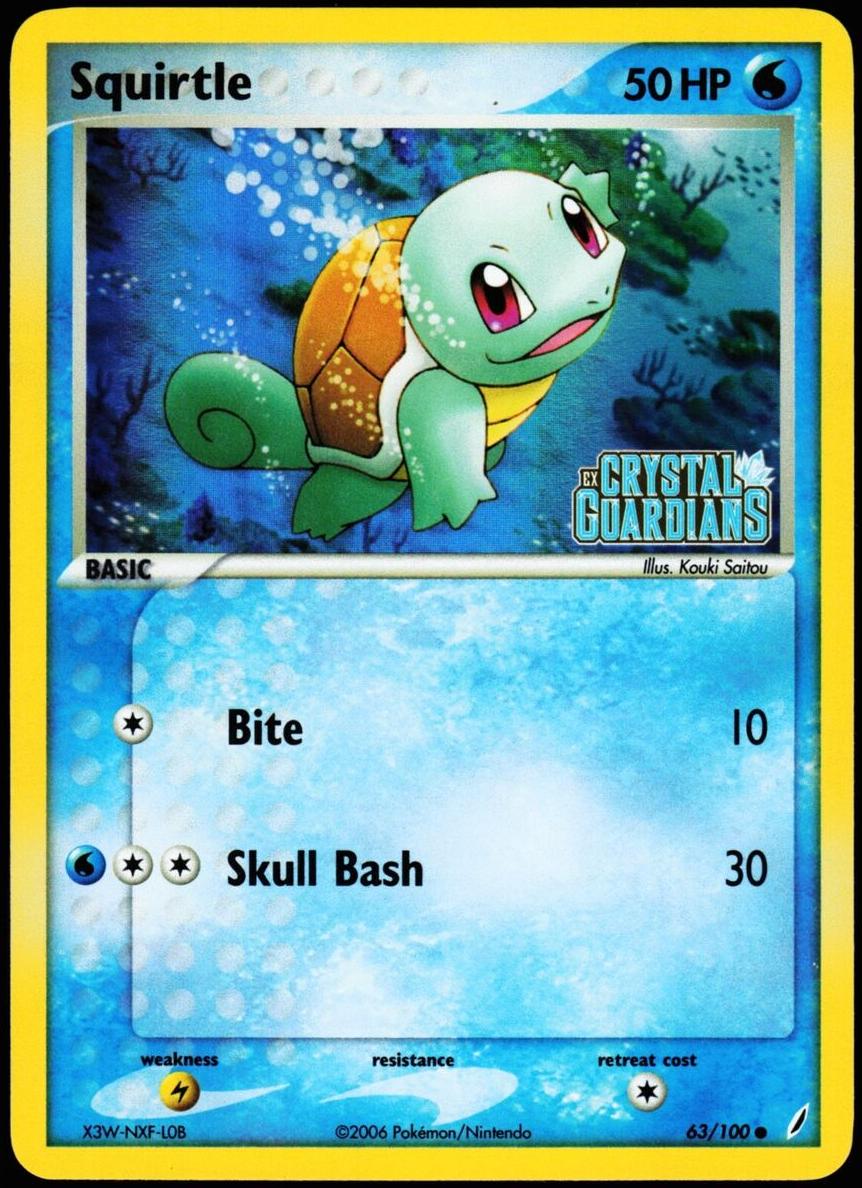 2006 Pokemon EX Crystal Guardians Reverse Foil Squirtle #63 PSA 10
