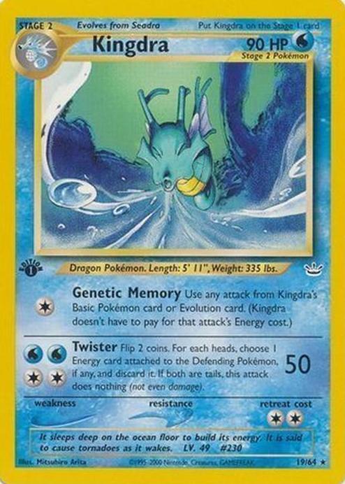 2001 Pokemon Neo Revelation 1st Edition Kingdra #19 PSA 10